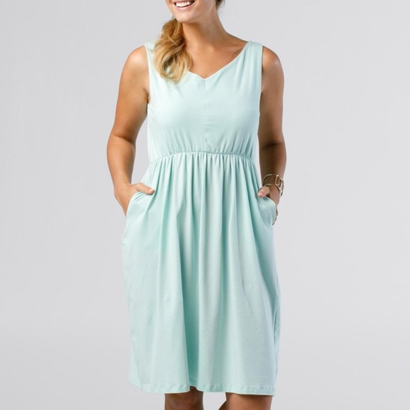 Cinch Waist A Line Dress Turquoise WITH POCKETS - Picture 3 of 8